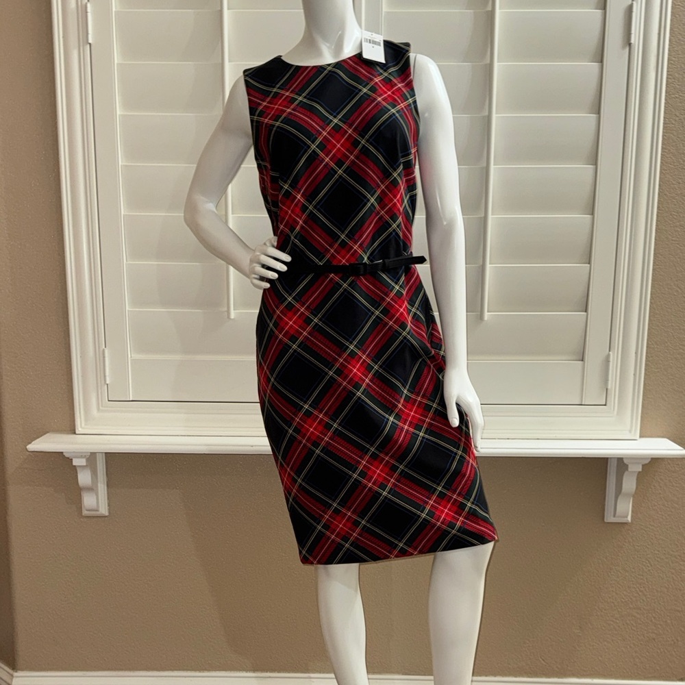 Lauren Ralph Lauren Tartan Crepe Sleeveless Dress